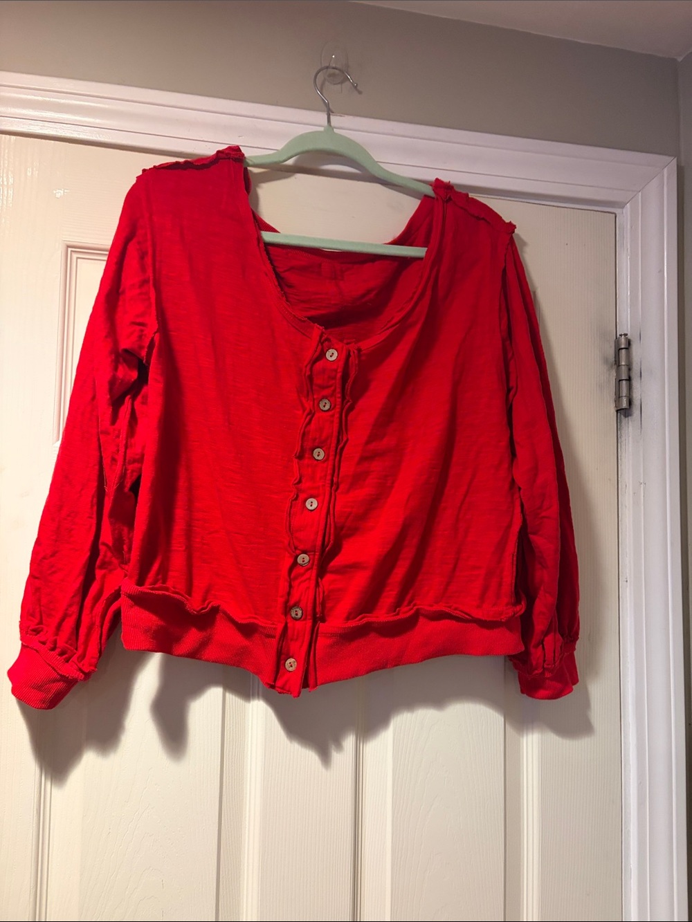 Women’s Button-Front Cut seam Cardigan in Red S